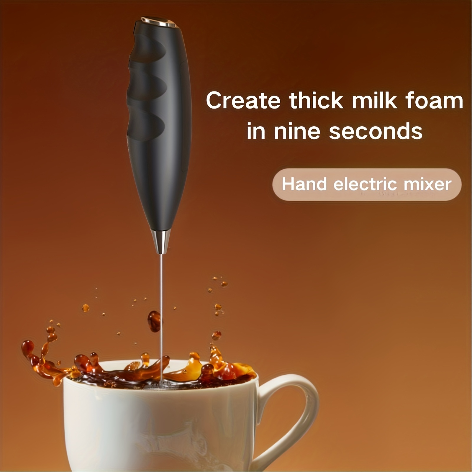 2025 New Stylish Multifunctional Handheld Electric Mixer - Battery-Powered (Battery Not Included) 1W Dual-Head Frother & Beater for Cappuccino, Matcha, Eggs, Latte - Ergonomic Kitchen Gadget with 3 Colors (Black/Beige/White), Small Mixer for Coffee, Dairy Whipping, Sleek Design, Metallic Accents