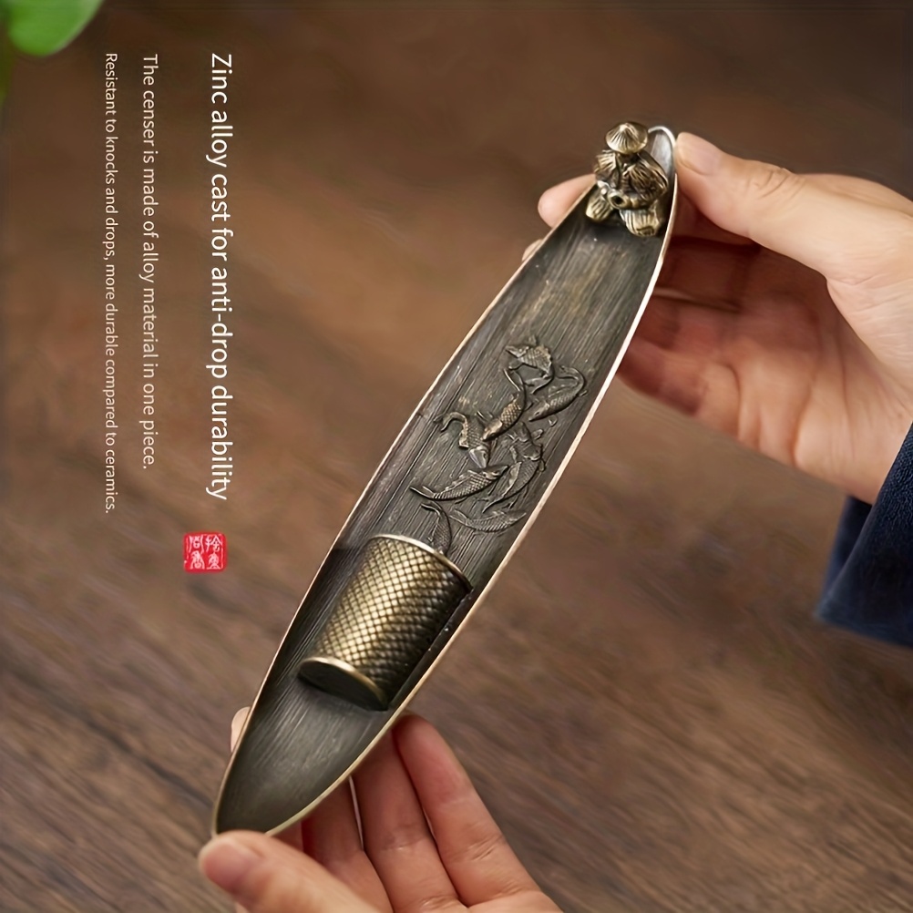 1pc Traditional Metal Boat-shaped Incense Holder: Decor For Christmas, Halloween, Easter, Hanukkah, And Thanksgiving