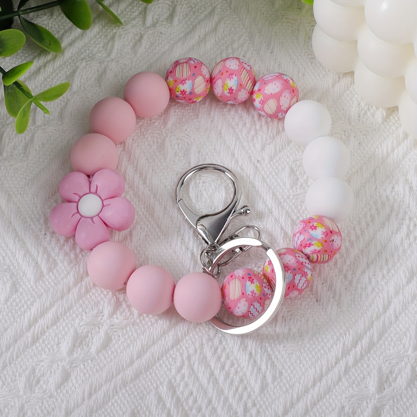 ANGLESJELL Silicone Wristlet Keychain Bracelet - Beaded Key Holder With Tassel For Women