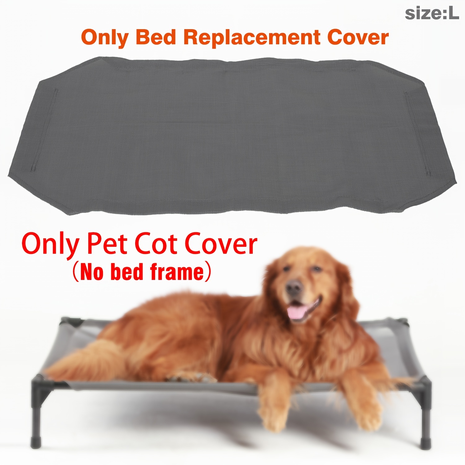 

Waterproof & Washable Elevated Dog Bed Replacement Net - Portable, Durable Pvc Mesh Cover For All Breeds, Outdoor Use - Gray, Sizes 42"x30", 32"x25", 22"x17" (frame Not Included)