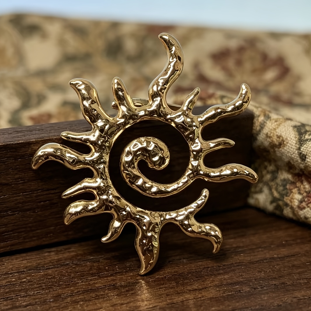 TEMU Broche vintage de sol en martillado para mujer, alfiler de metal de diseño de , para traje y accesorio