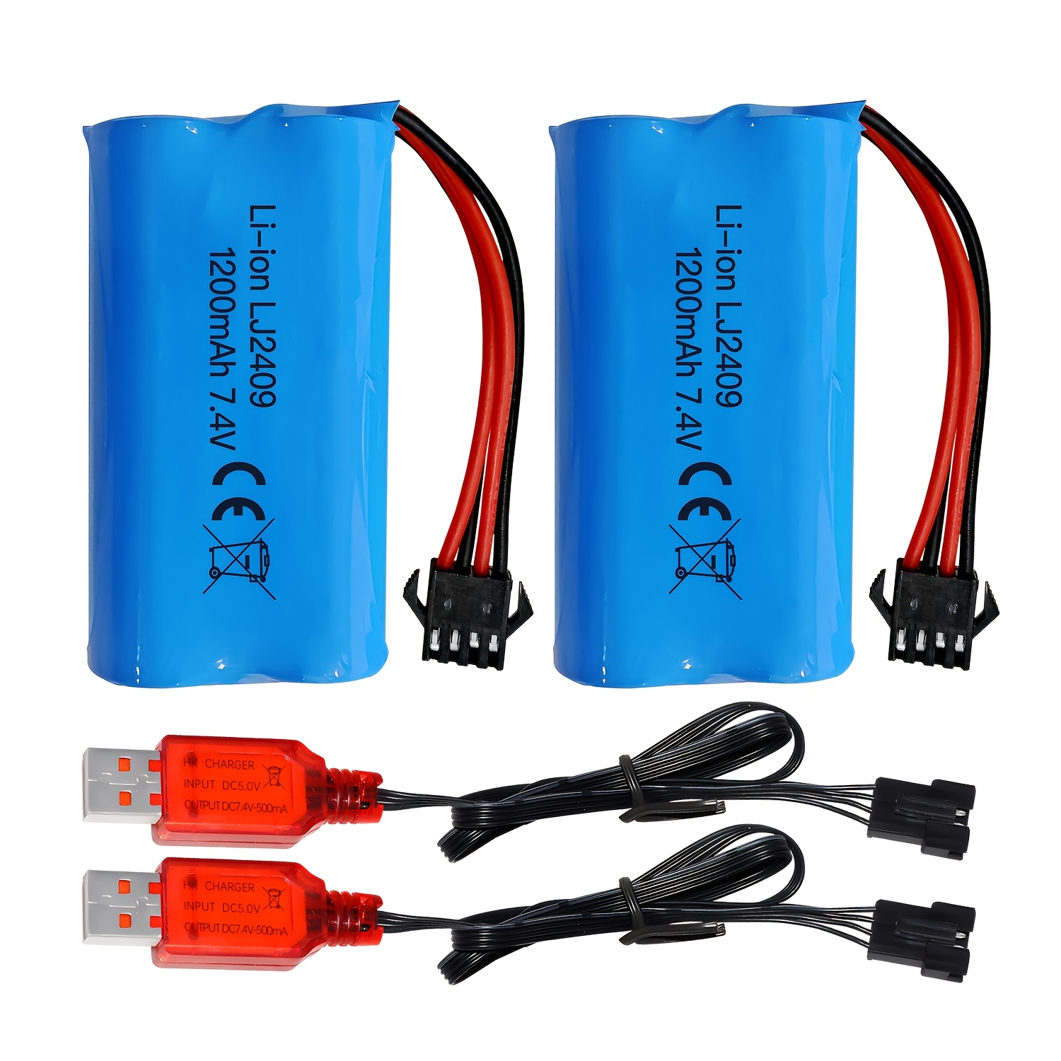 TEMU 2pcs 7.4v 1200mah Li With Sm-4p Plug Suitable For De85 Remote Control Toy Car Battery Compatible With Most Remote Control Model Cars, Remote
