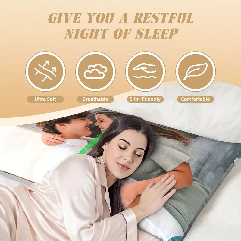1pc customizable pillowcase 20 0x54 0in scandinavian style dual sided print with romantic couple breathable fabric with invisible zipper machine washable for bed sofa home decor insert not included Product details 3