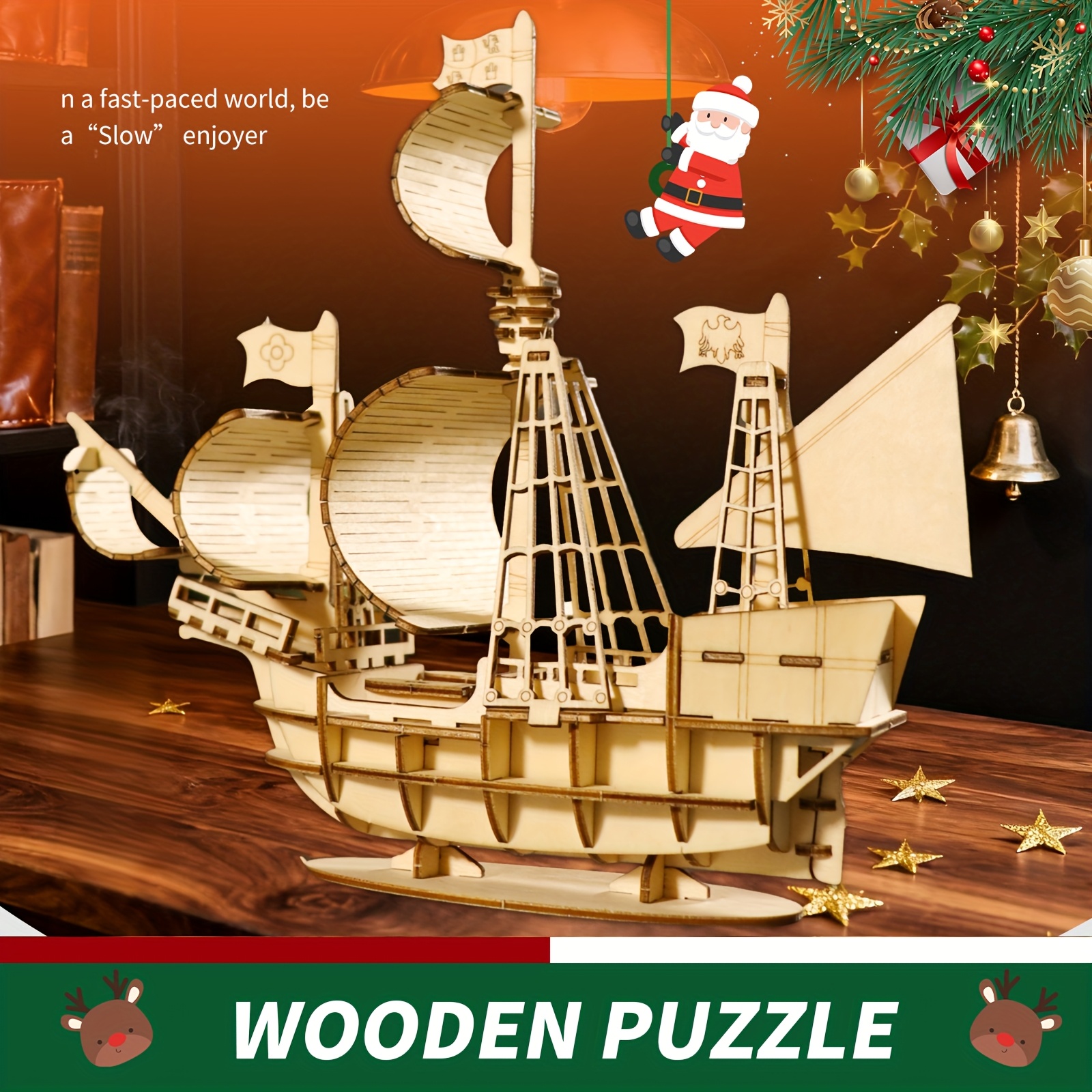 TEMU 3d Wooden Puzzles For Adults Ocean Sailboat Diy Handmade Crafts Model Kits Brain Teaser Christmas Or Birthday Gifts [3d Model]