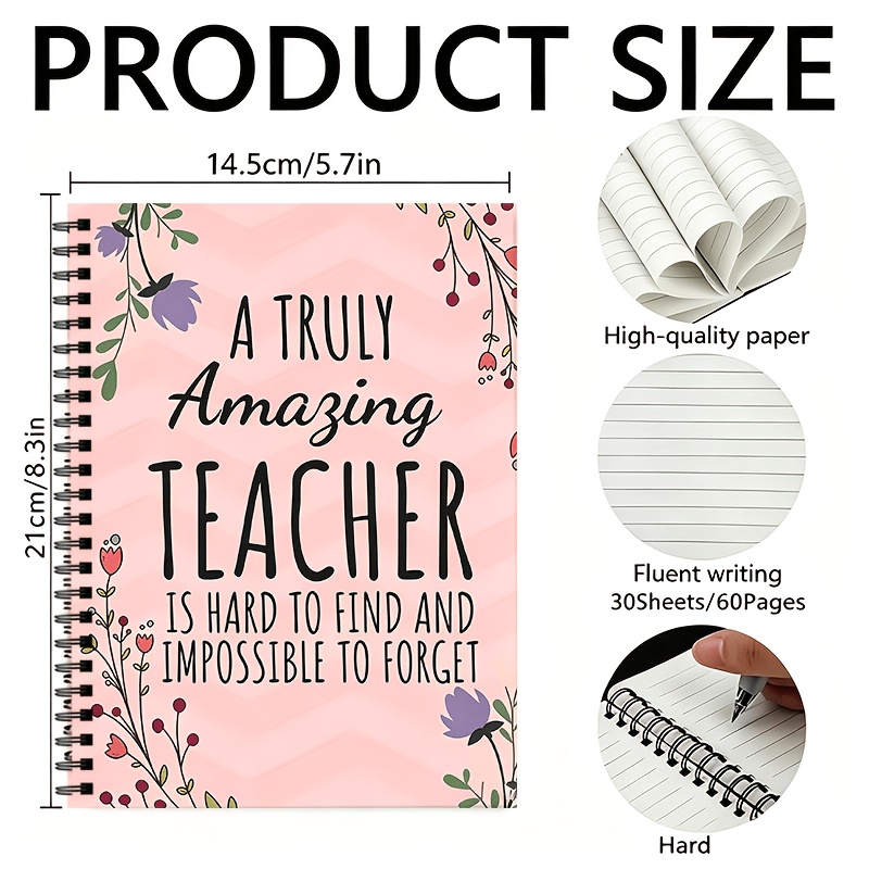 TEMU A Beautiful Floral Notebook - A Thoughtful Teachers' Day Gift Featuring Messages. It Contains (60 Pages) Of Lined Paper, Making It Suitable For