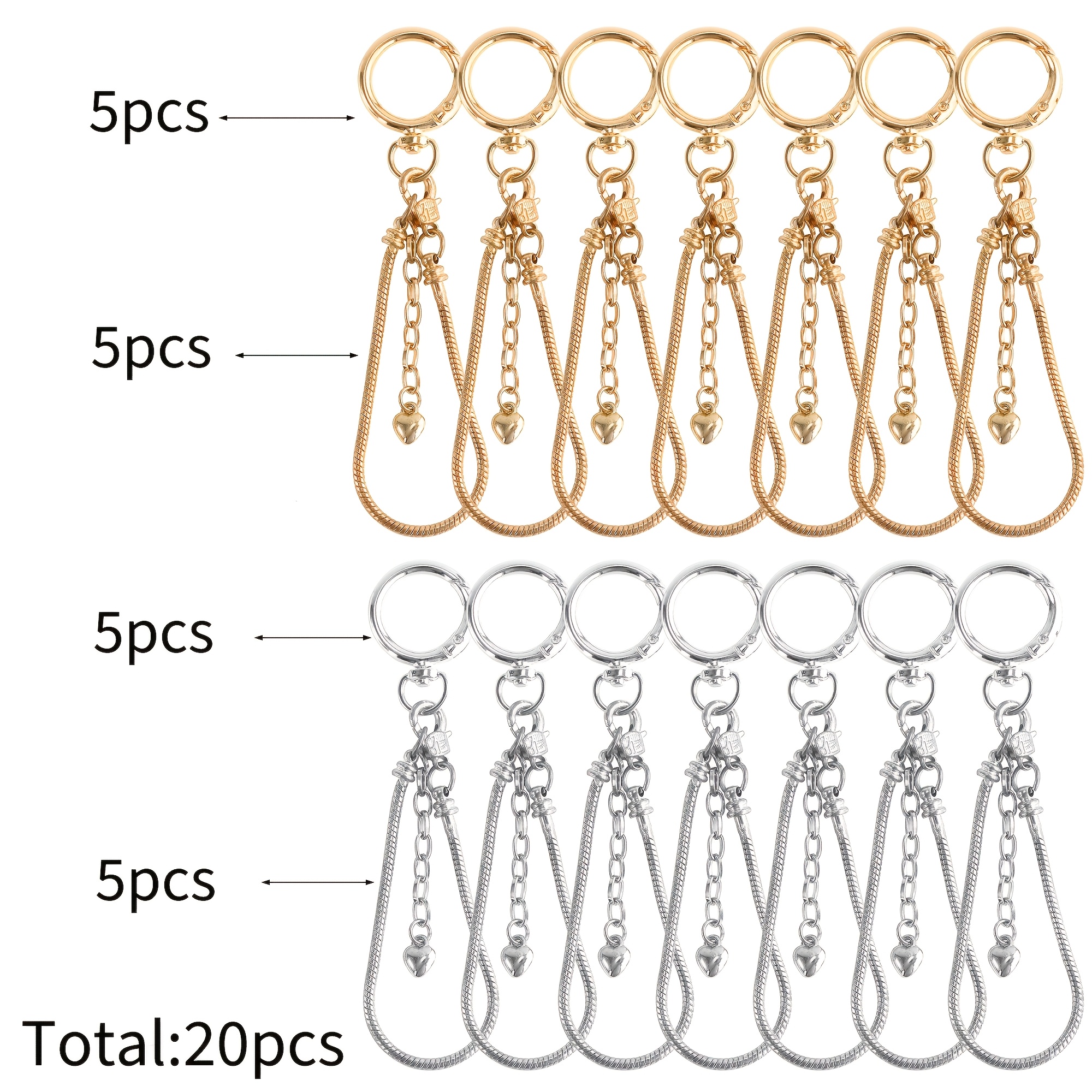 Image of A Set Of 20 Round Beaded Keychains, Perfect For Keychains - Suitable For Weddings, Back-to-, Birthday Gifts, And Christmas Gifts