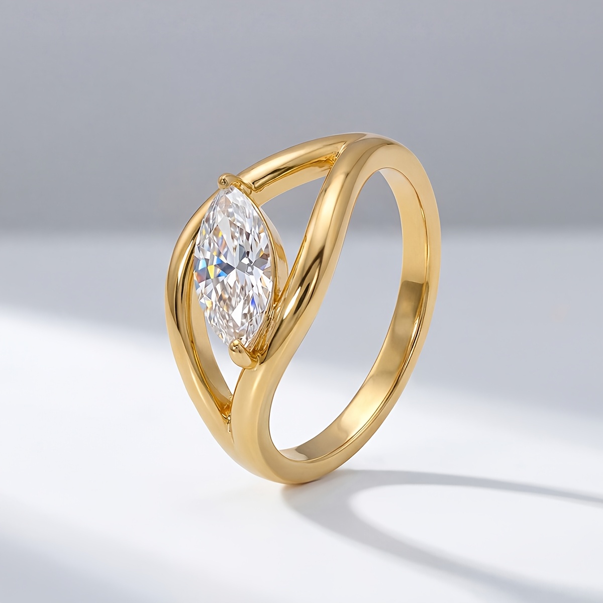 Women's Curved Marquise-Cut Wedding Ring, Elegant Accessory