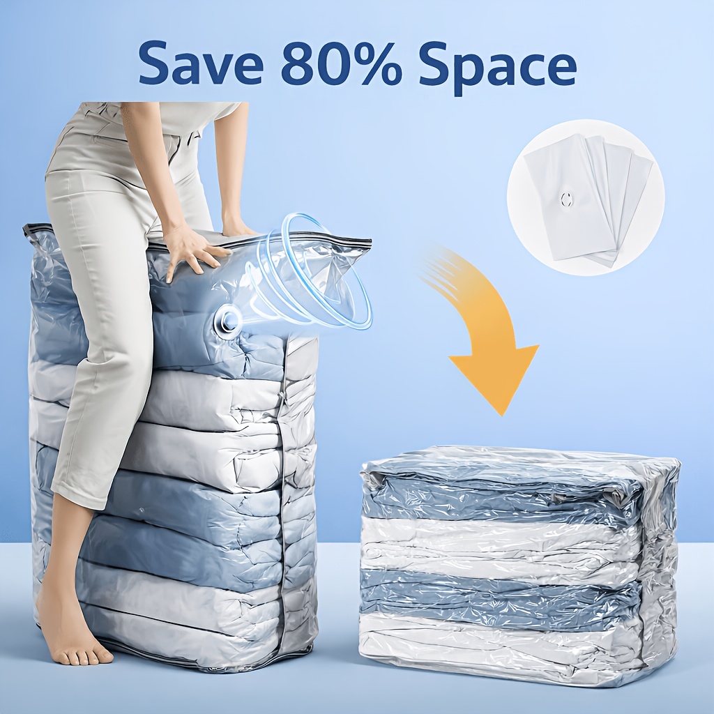 TEMU 5pcs (31 X 40 X 15 Inches) Extra-large Cube Vacuum Seal Storage Bags Space-saving Space Ideal For Storing Pillows, Bedding, Duvets, Blankets,