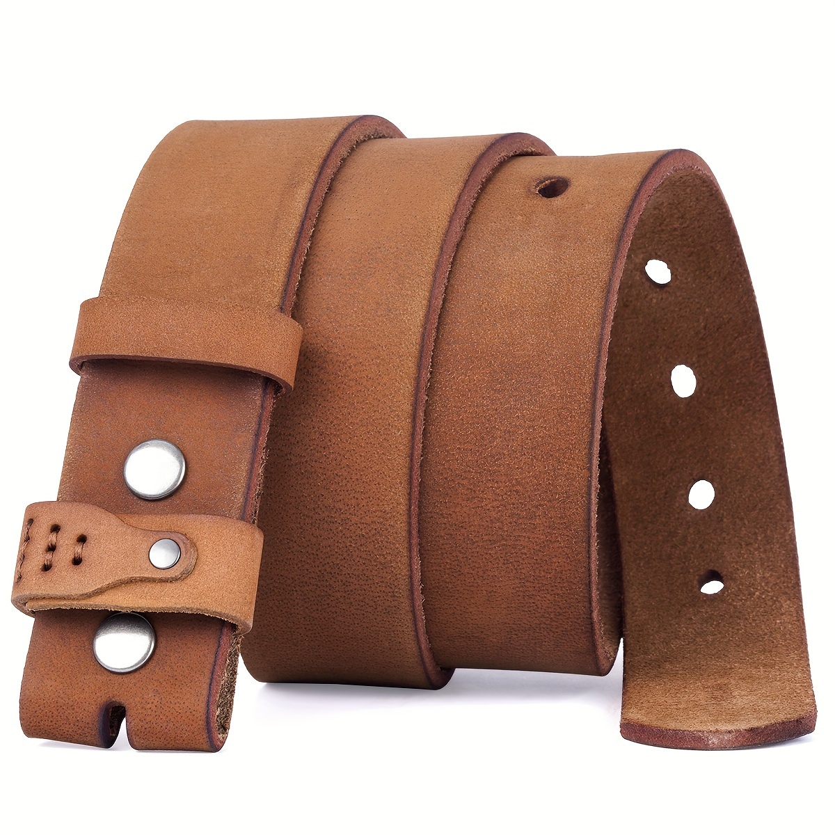 Full Grain Top Layer Cowhide Genuine Leather Belt - No , Unisex Vintage , Multiple Hole Adjustments