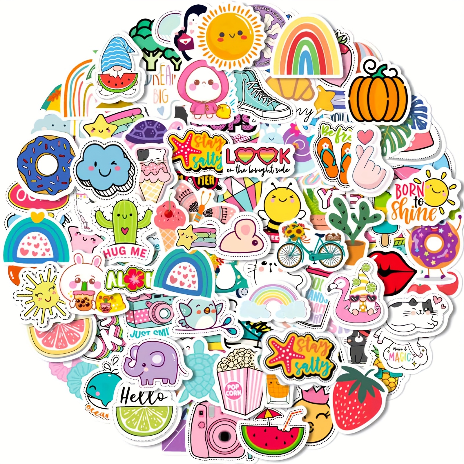 Image of 100pcs Small Size Stickers Fresh Life Stickers Spring Stickers For Roller Skating And Cycling , Luggage Handbook Notepad Decorative Stickers Holiday Party Stickers