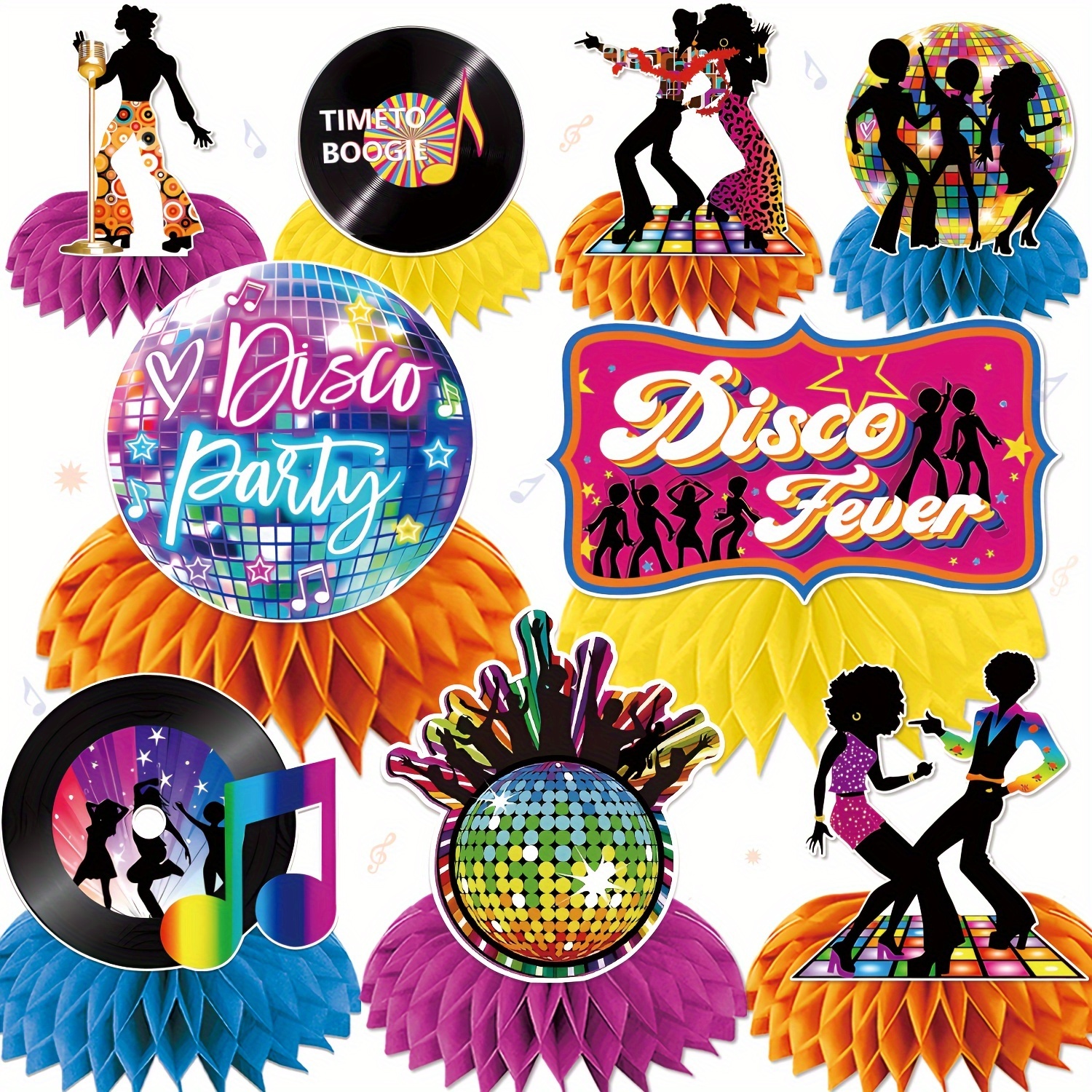9 pezzi di decorazioni per feste anni '80, centrotavola retrò a d'ape festa a tema anni '80, adatti per forniture per feste di compleanno anni '80 e decorazioni per feste neon