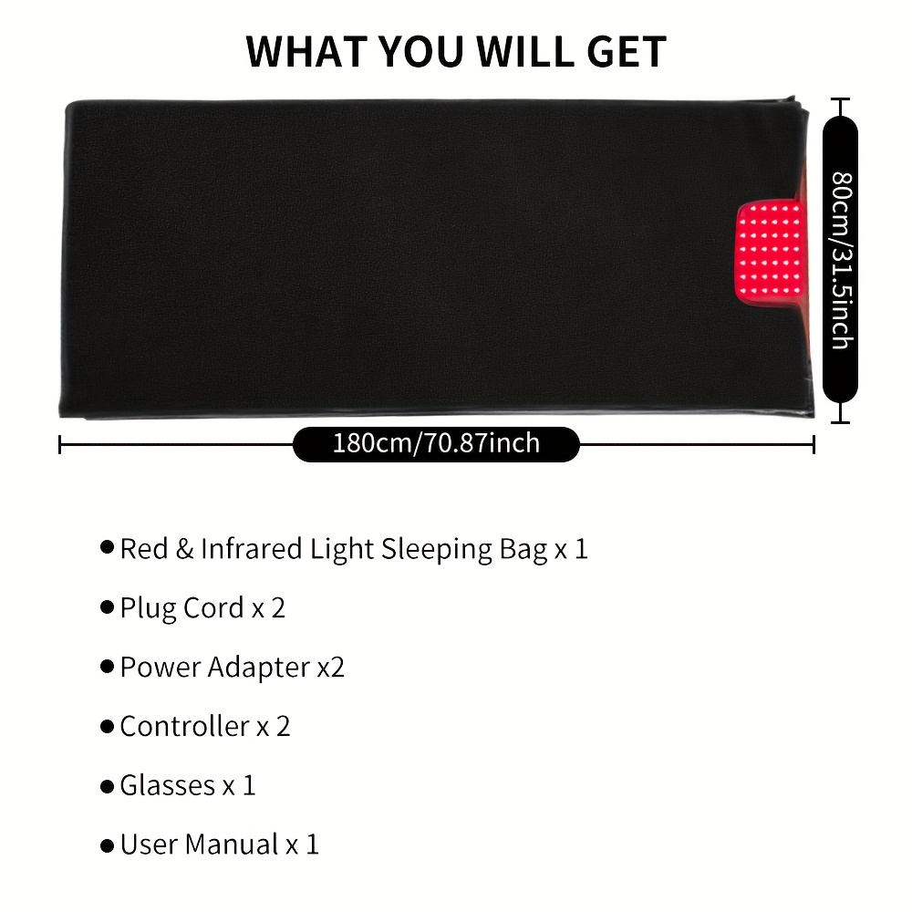 large red light blanket 2520 leds infrared red light sleep bag for full body   relieve joint or back red light mat 660 850nm wavelengths 71  32in local warehouse Product details 5