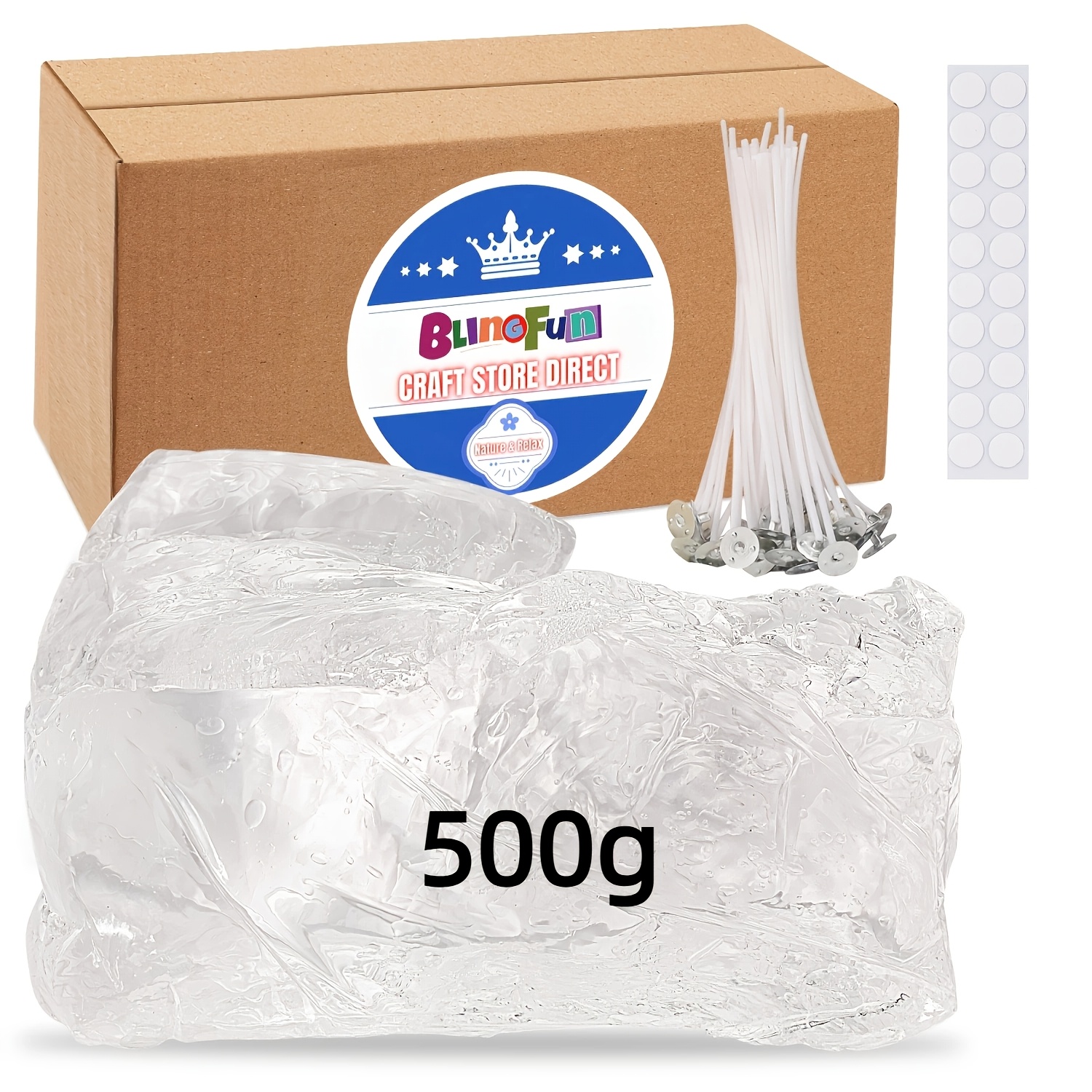 Blingfun Candle Making Kit, Includes 500g Transparent Soft Jelly Wax, Wax Wicks, Wick Stickers, For Making Scented Candles And Decorative Crafts