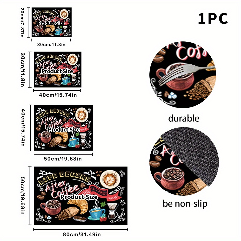 TEMU 1pc, Dish Drying Mat, Coffee Machine Mat, Colorful Coffee Element Theme Desktop Mat, Coffee Machine Base Decoration, Material - , Highly