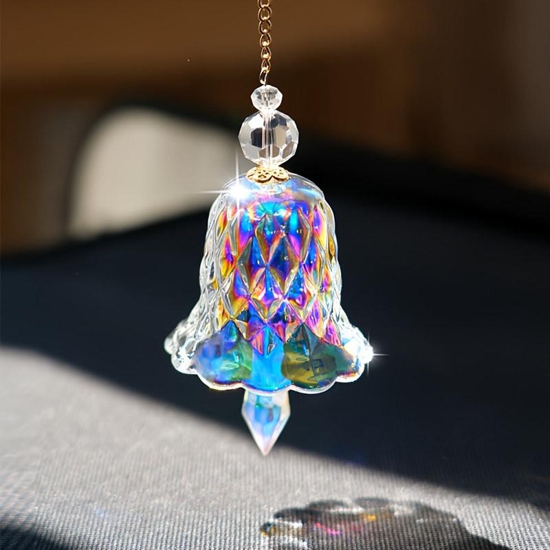 

Unici Crystal Suncatcher Bell Pendant - Rainbow Glass Wind Chime Sun Catcher Christmas Decoration
