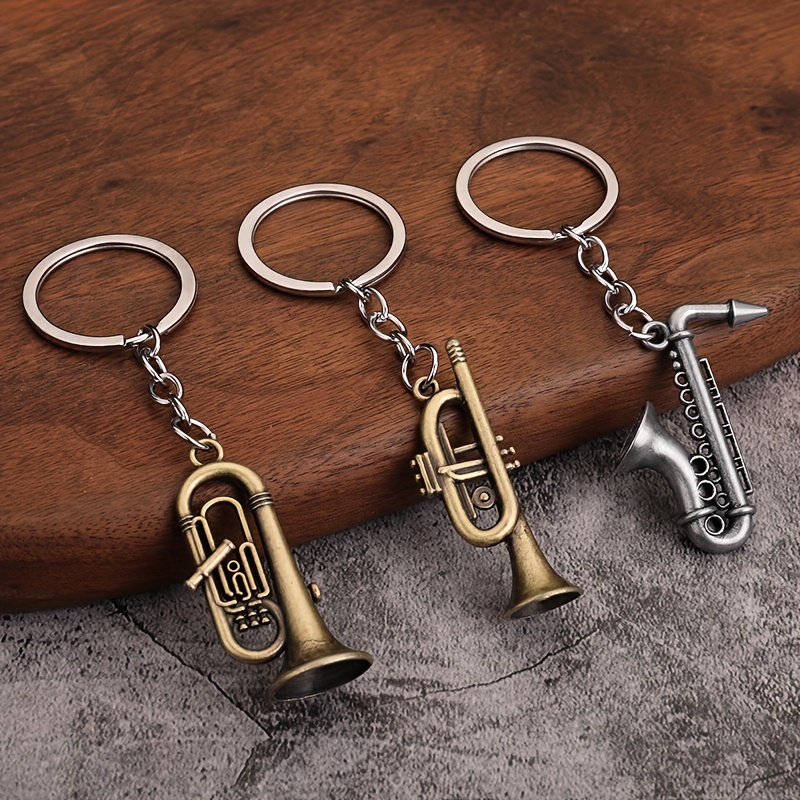 1pc mini musical instrument miniature keychain for men mini metal