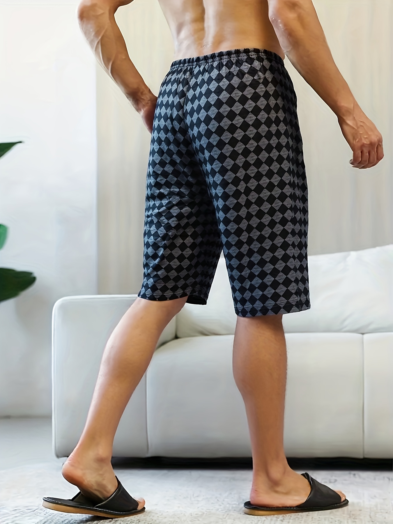 3pcs mens plus size shorts loose fit casual plaid check Temu Poland