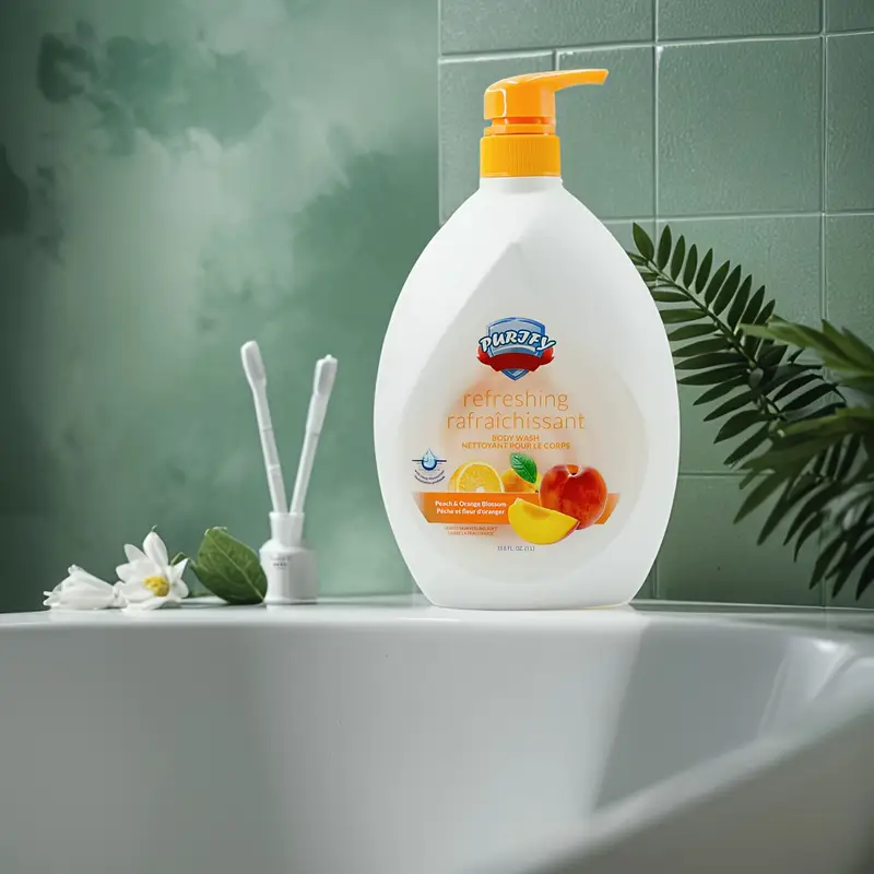 peach fruit fragrance body wash peach for a shower experience contains for gentle exfoliation suitable for types and with use who a sweet scent Product details 5