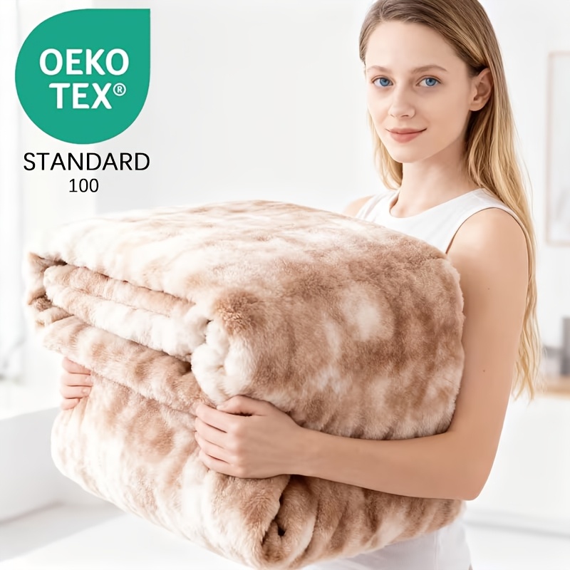 TEMU Super Faux Rabbit Fur Blanket, Machine Washable, Plush, Multifunctional Nap Blanket, Suitable For Office, Bedroom, Sofa, Travel, Pet Blanket,