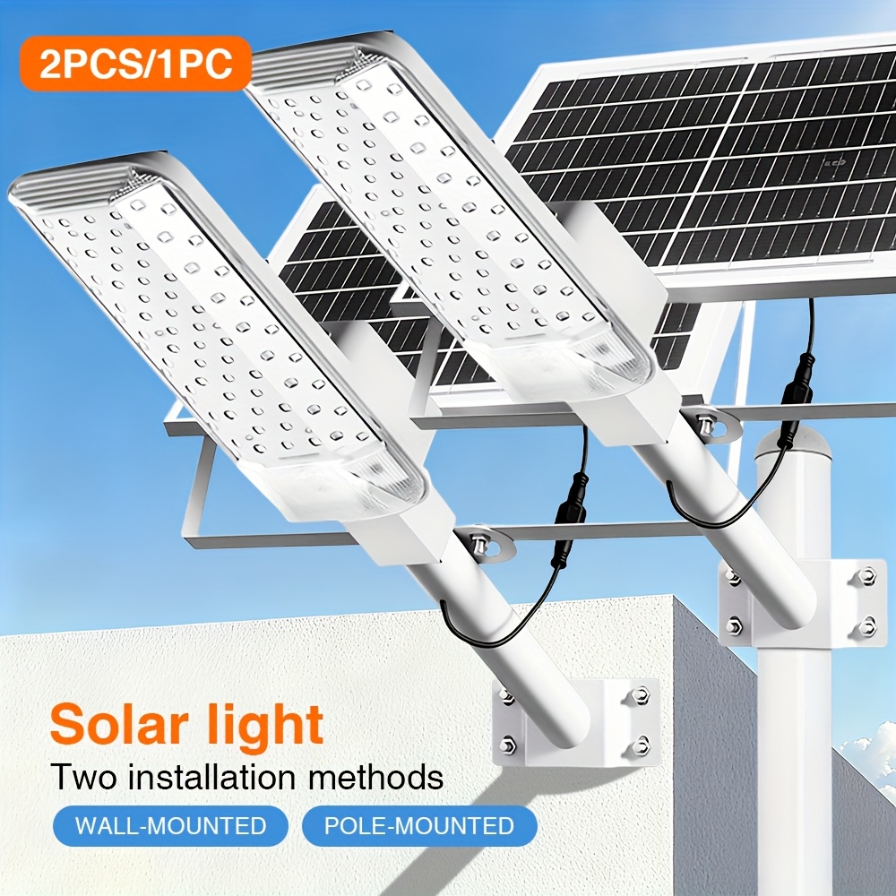 2 Pcs/1 Pc- Solar Street Lights, High Brightness LED Wall Lights, Home Outdoor Lawn Lights, in 4000mAh and 6000mAh Options, Wide Applications - Suitable for Garage Lighting, Garden, Courtyard Exterior Walls, Warehouse Courts