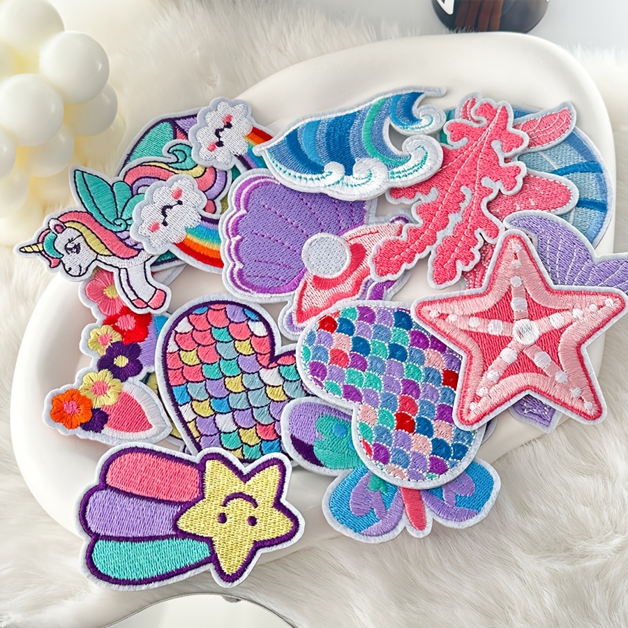 

16pcs Whimsycrafts Unicorn & Rainbow Embroidered Patches, Color Iron-on/sew-on Appliques With Stars, Hearts, Butterflies For Diy Clothing And Accessories Decoration, Accessories | Patches | Applique