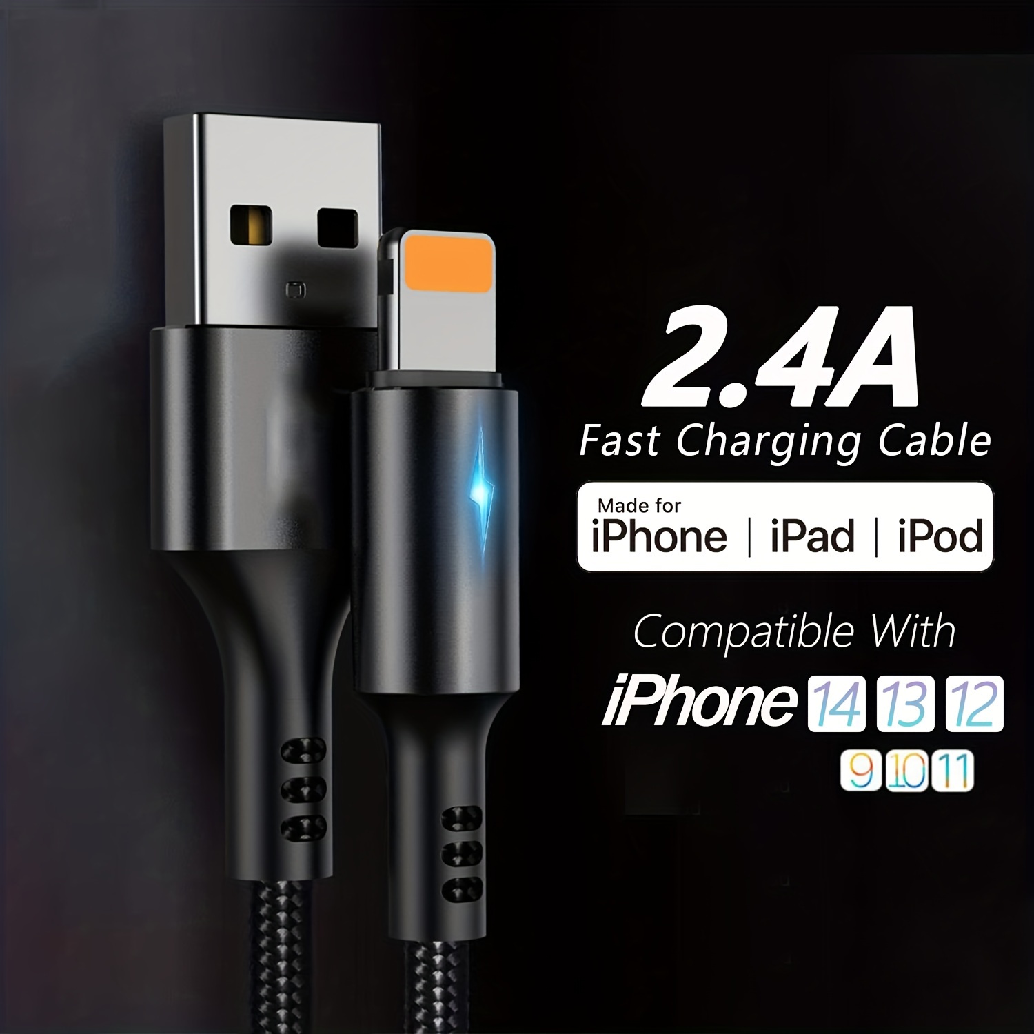 

efficientpower" Binboom 2.4a Fast Charge Usb To Cable - Durable Nylon, High-speed Data Transfer