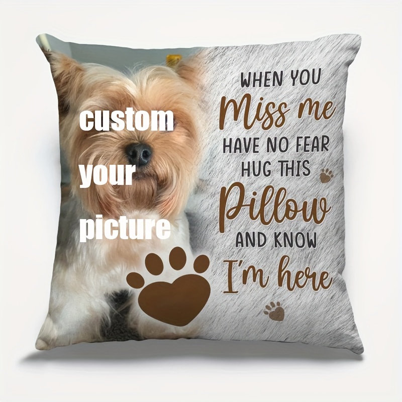 

1pc Personalized 1 Side Printing 18x18 Inch Super Soft Short Plush Throw Pillow Custom Photo Just Hug This Pillow And Here, Sympathy Gift