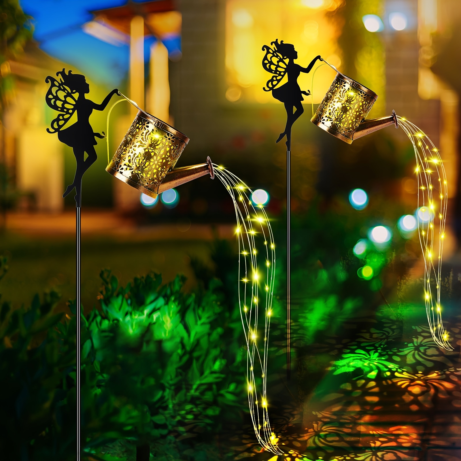 

1pc Solar Watering Can With Light, Retro Metal Hanging Solar Lantern With String Lights, Solar Lanterns Outdoor Garden Decor, Star Art Lamp Decorative For Walkway Backyard Patio Lawn