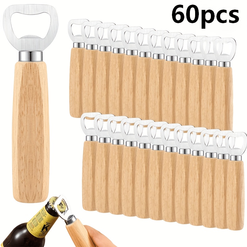 Dofiki 60pcs Wooden Bottle Opener - Suitable For Easy Beer, Wine, And Soda Bottle Openers In And Kitchens - Durable, Handheld Design, Comfortable Grip - Perfect For Daily Use Or, Bottle Opener