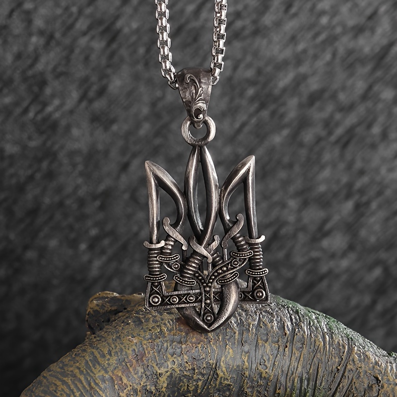 

1pc Retro Creative Trident Pendant Necklace For Men And Women, Casual Party Jewelry Gift