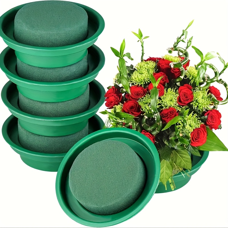 E-shop ./4 Stk. Runde grüne Blumensteckscheiben, runde verstärkte Blumensteck-Schüssel, starke Wasseraufnahme für frische Blumen, Spezialanlage für