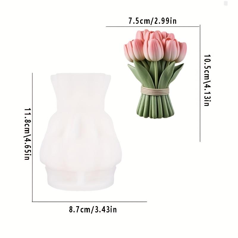 E-shop Romantischer Tulpenstrauß Kerzen Silikonform - Exquisite Blütenblatttextur, flexible und formstabile Silikonform, geeignet für