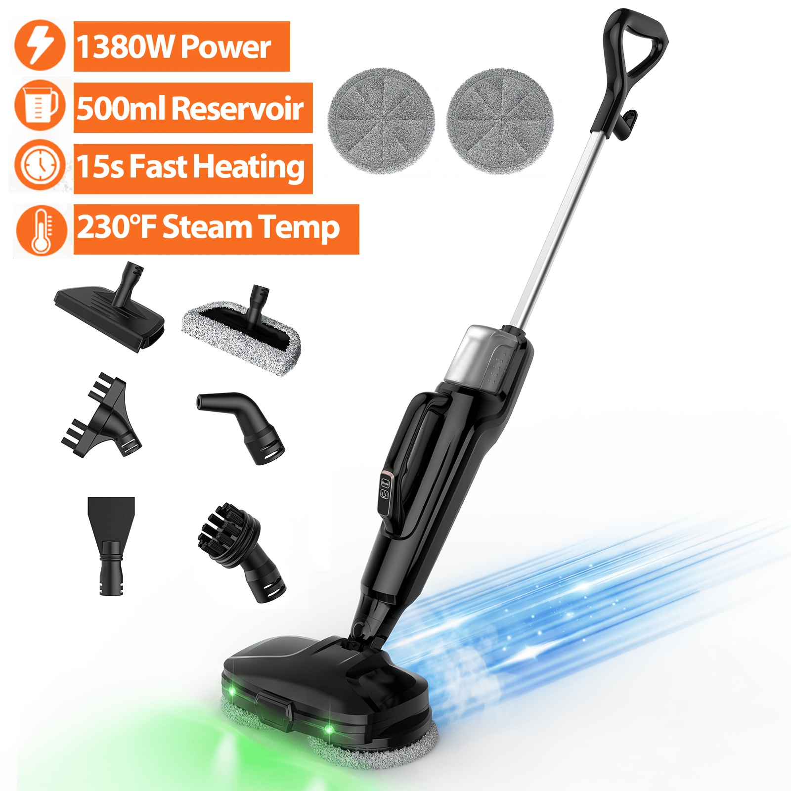 Image of Lubluelu Steam Mop And Handheld Steam Cleaner, 1380w Electric Floor Steamer With 6 Additions, Fast 15s Heat-up, Compact Detachable Storage, For Hardwood/tile/laminate Carpet Cleaning
