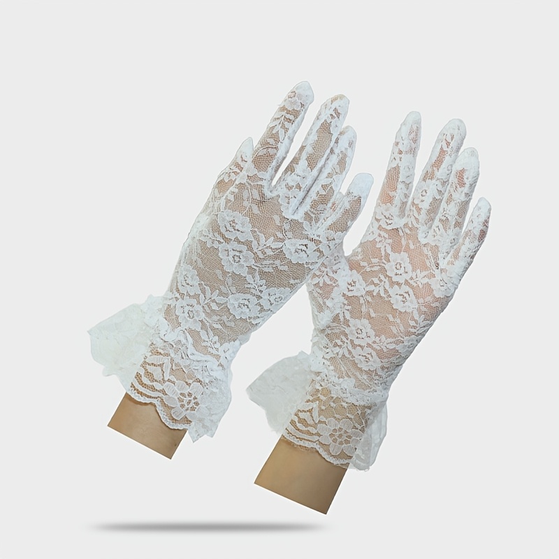 TEMU Stylish And Short Lace Gloves For Women, Lightweight, Breathable, And During Weddings
