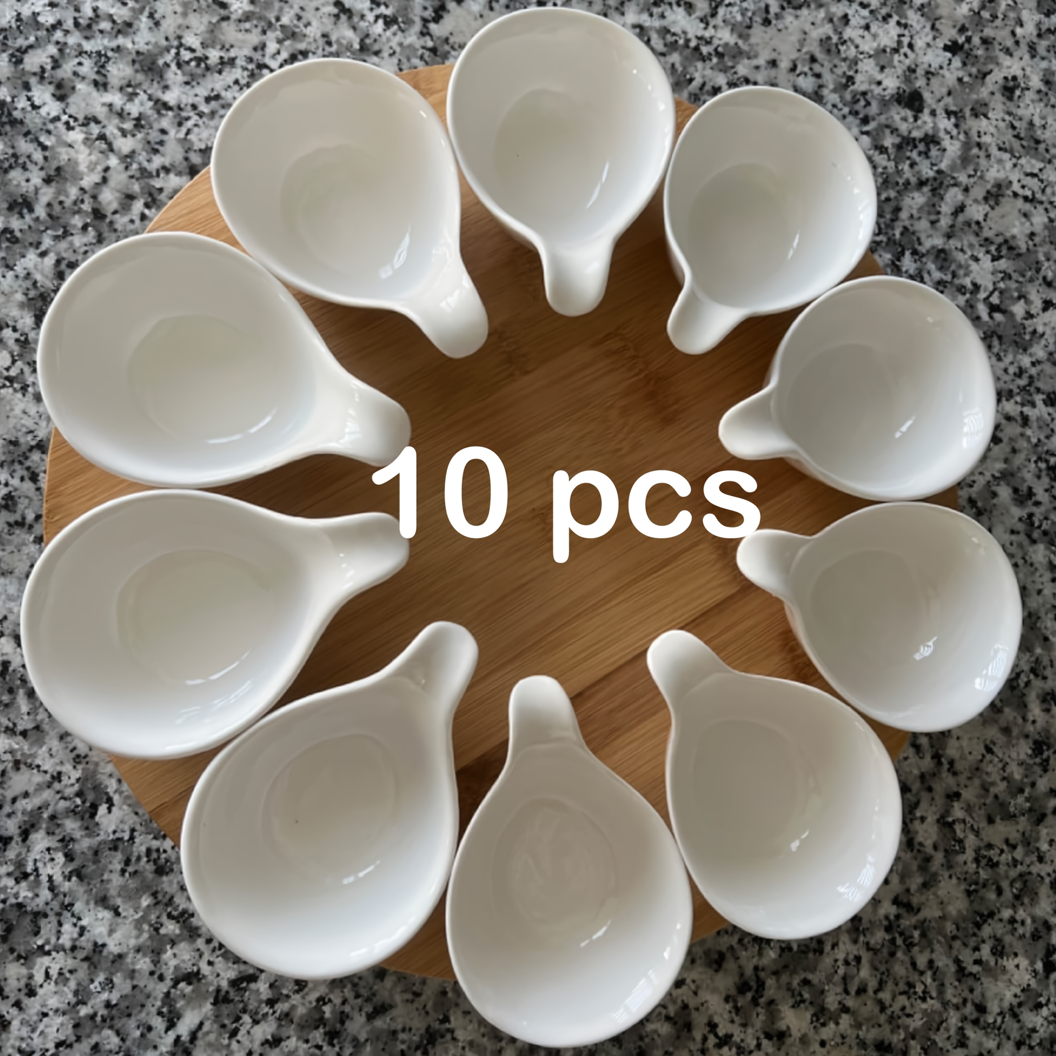 Image of 6/10pcs White Soy Sauce Dishes With Handle, 3oz Dipping Bowls With Handles, Charcuterie Bowls, Small Dip Bowls Set, Appetizer Ketchup Bbq Sushi Condiments Serving Bowl Set (spoon Shaped)