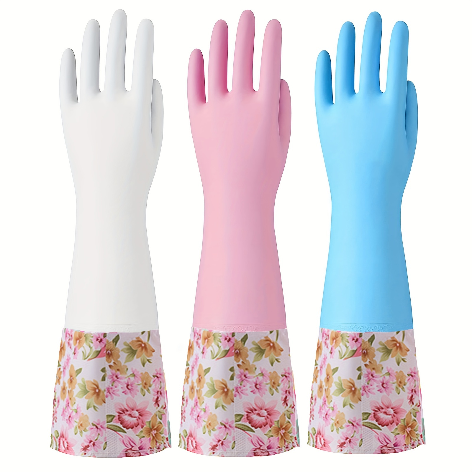 

3 Pairs, Premium Household Cleaning Gloves, Dish Gloves, Long Cuff, Waterproof Kitchen Dishwashing Gloves, Non-slip Housework Gloves, Durable Laundry Washing Gloves, Cleaning Supplies, Cleaning Tool