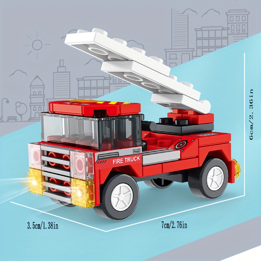 8pcs City Mini Building Blocks Set w/ Urban Landscape Vehicles