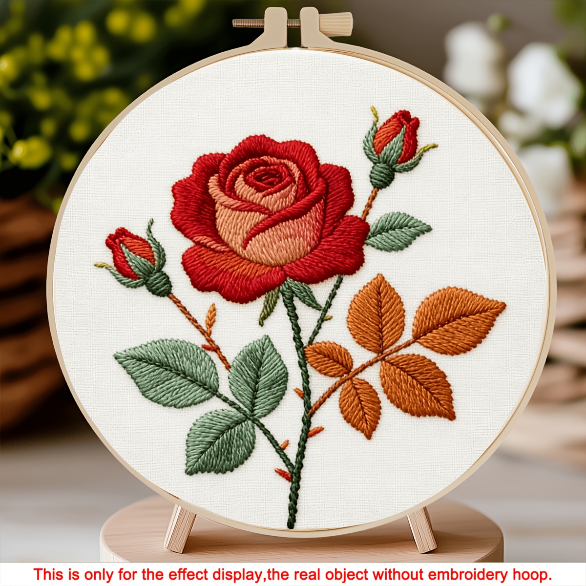 TEMU Embroidery Kit Featuring Rose Flowers, Designed For Enthusiasts. This Beginner-friendly Package Includes All Necessary Tools For Decor,