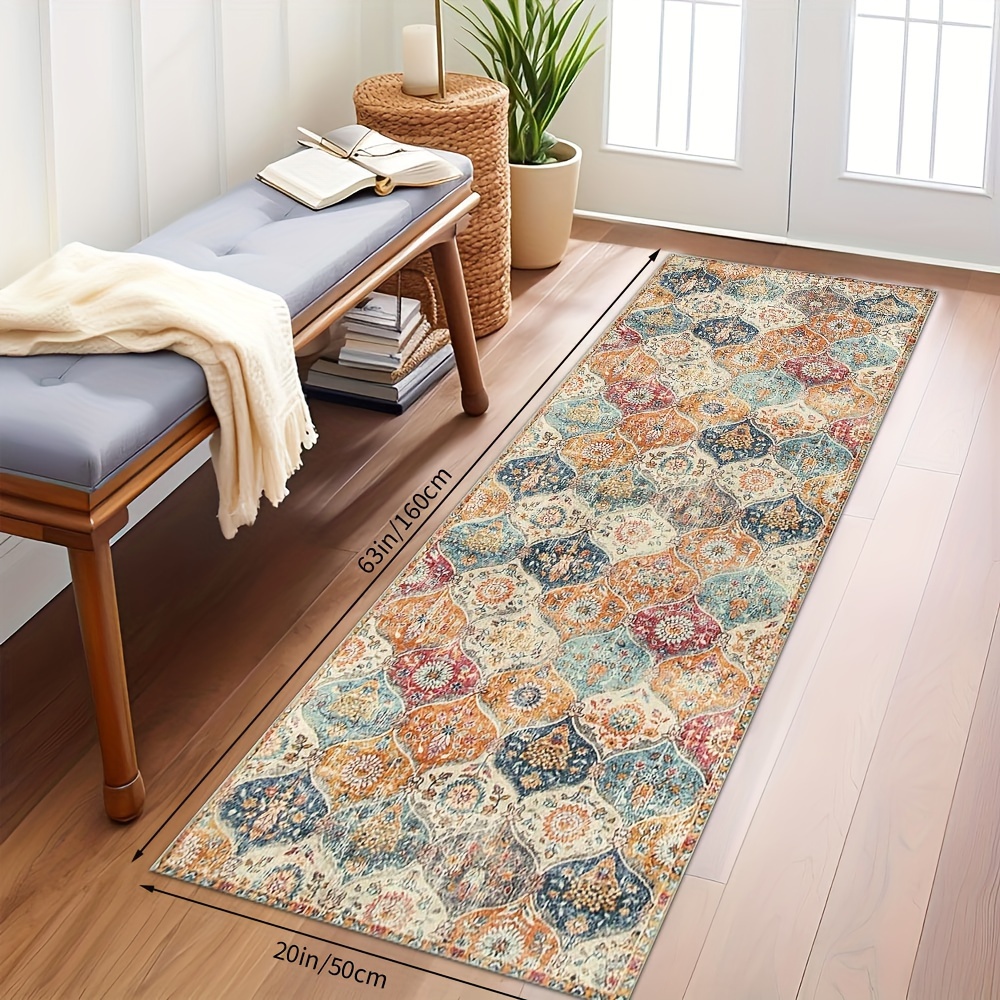 1pc Creative Bohemian Moroccan Print Absorbent Non-slip Easy-clean Mat, Decorative Mat, Bathroom Mat