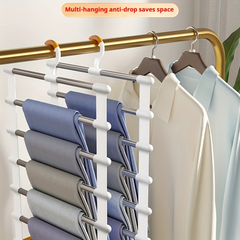 

Joybos Stainless Steel Multi-layer Pants Hanger, Space-saving Folding Trouser Rack, Anti-drop Scarf & Pants Organizer With Unfinished Finish, 7-tier Versatile Clothes Hanger