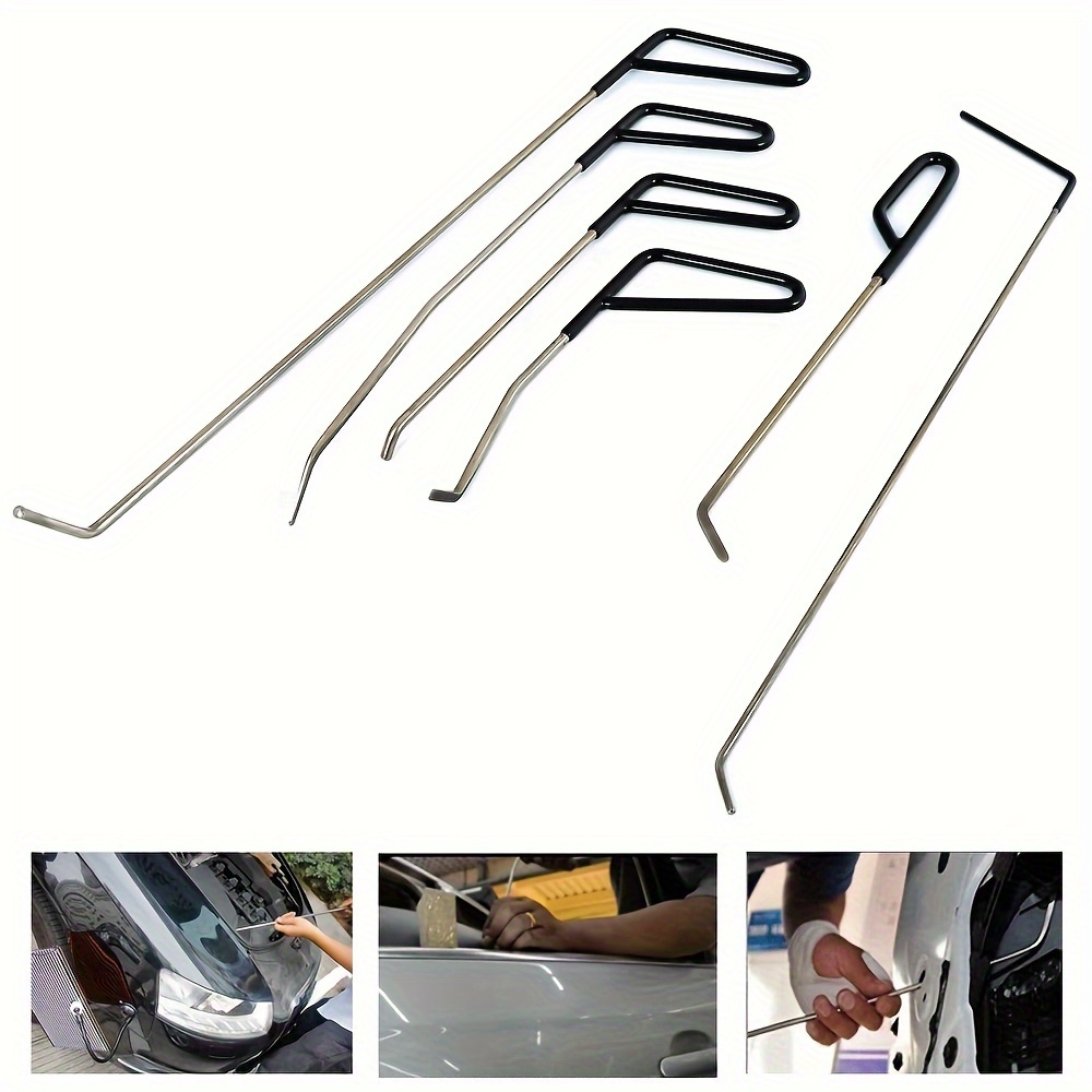 

Car Rods Tools Paintless Dent Repair Kits With 6pcs Car Dent Hook Rods For Car Auto Body Dents Hail Damage Removal Set Stainless Steel Hands Tools