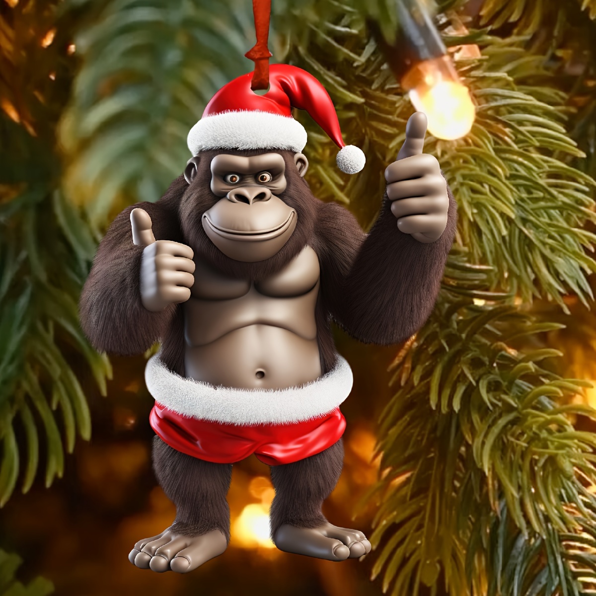 

1pc Acrylic Gorilla Christmas Ornament - Festive Hanging Decoration For Christmas Tree, No Electricity Or Feathers Required, Ideal For Diy Crafts And Holiday Memorials