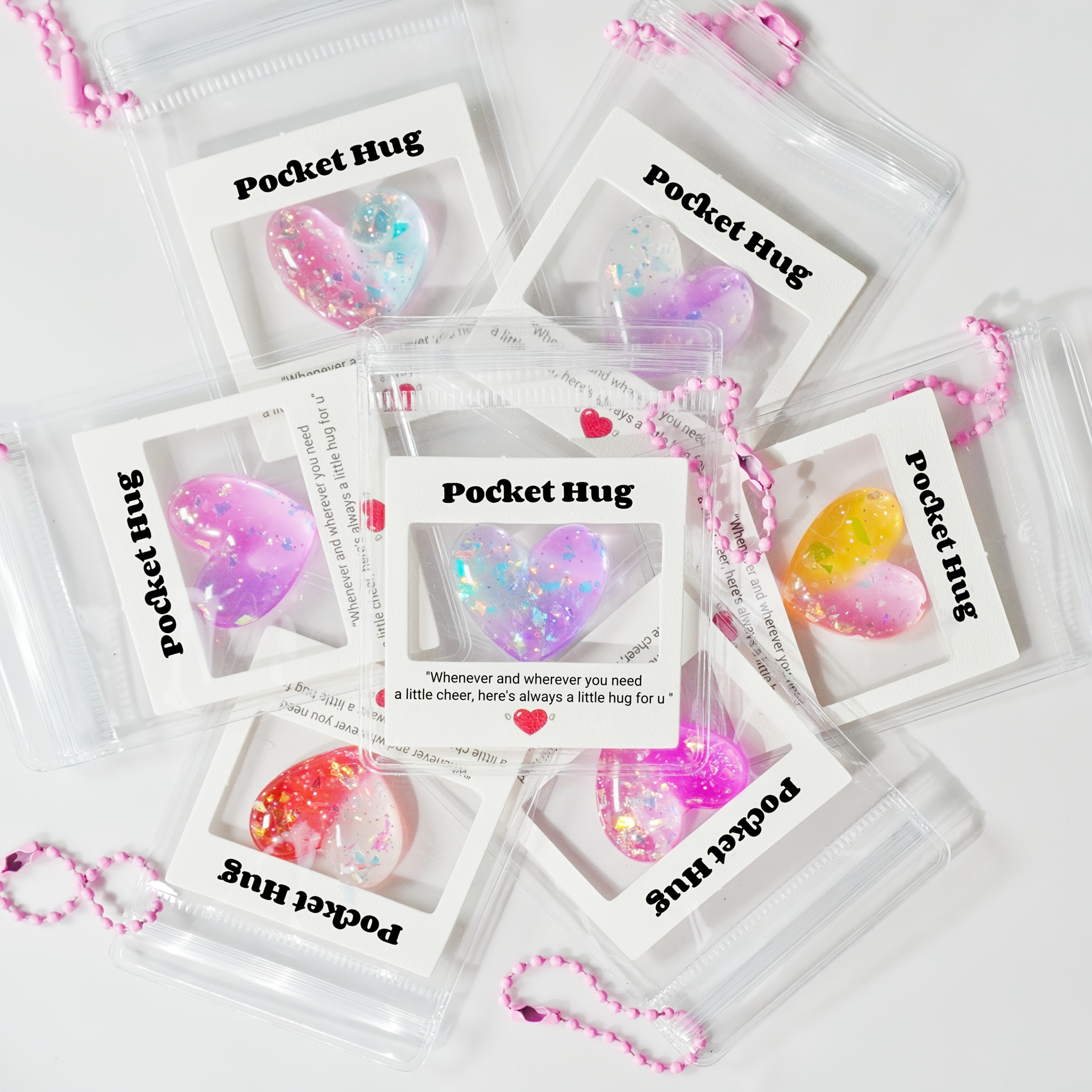 Image of 7pcs Pocket Hug Cards With Heart, Portable Encouragement Cards, Thoughtful Gifts For , Perfect For Holidays And Special Occasions