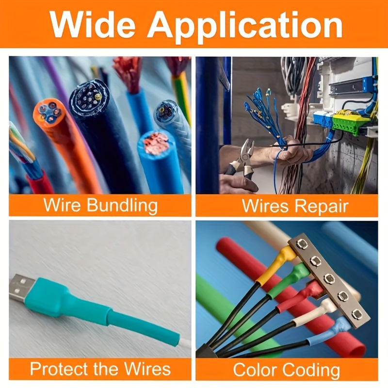 580pcs heat shrinkable cable sleeve kit professional wire insulation 2 1 shrink ratio electrical connections durable polyolefin   of sizes   details 6