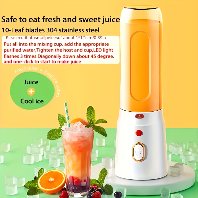 1pc portable usb rechargeable blender and juicer set dual cup options food grade abs round shape 1500mah lithium battery usb charging 36v multi function processor combo details 3