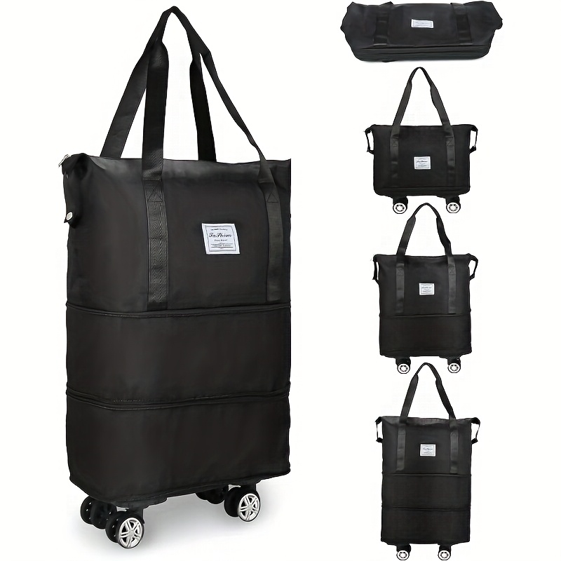 large capacity foldable travel storage bag made of durable nylon in   multifunctional and portable with wheels designed for outdoor travel and   with aircraft overhead luggage compartment  