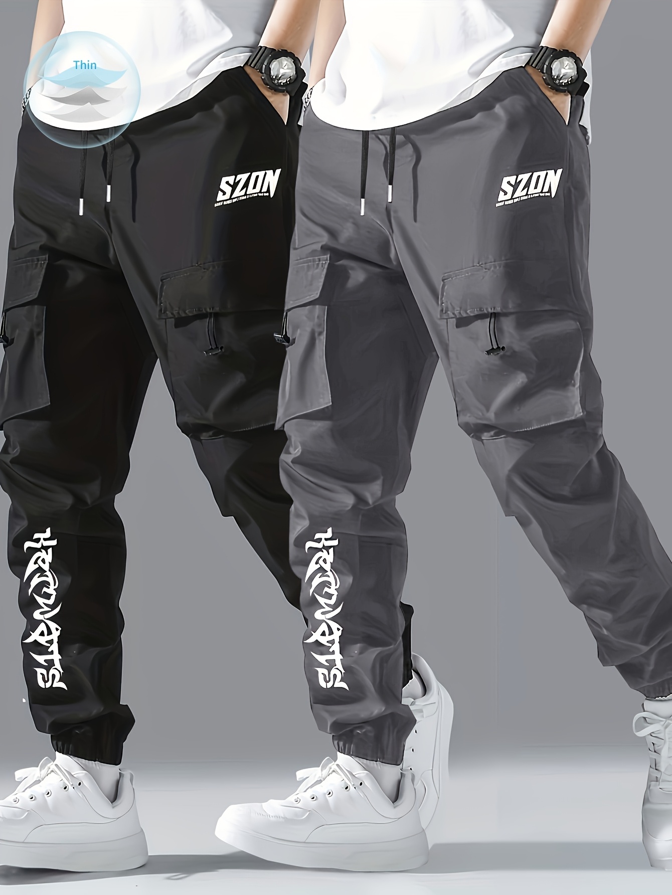 Pantalon Jogging Homme Cargo Décontracté - Léger Automne Hiver Avec Cordon Elastique, Grande Taille