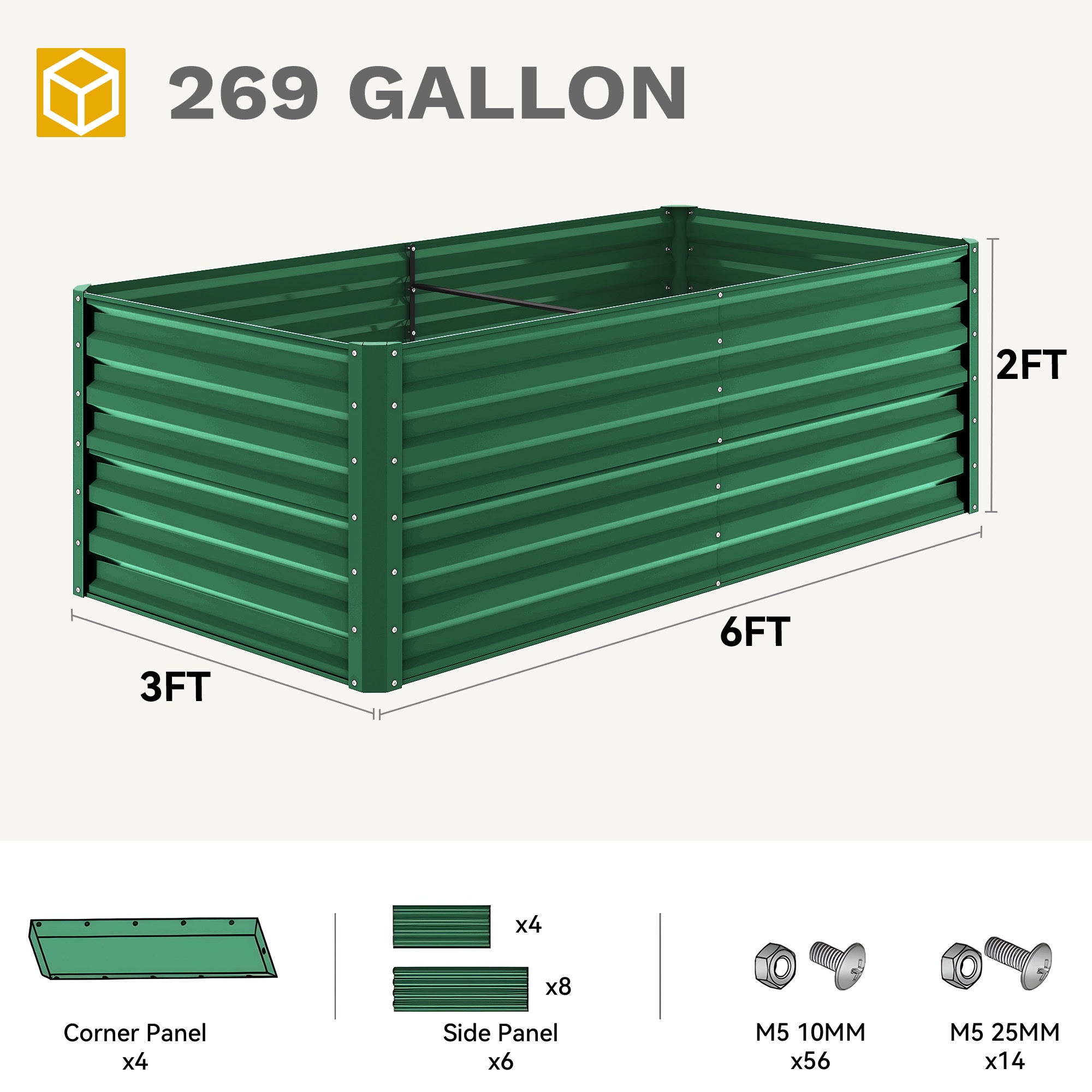 Image of 2pcs 180 X 90cm -aluminum-magnesium Raised Garden Bed, Metal Planter Box With Support Rods, Outdoor Elevated Planting Bed For Balcony And Courtyard