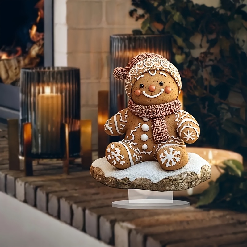 

Bohemian Style Acrylic Gingerbread Men Desktop Decoration - Home, Office Desk , Holiday Decoration, 9.8inx7.9in - Ideal Christmas Gift