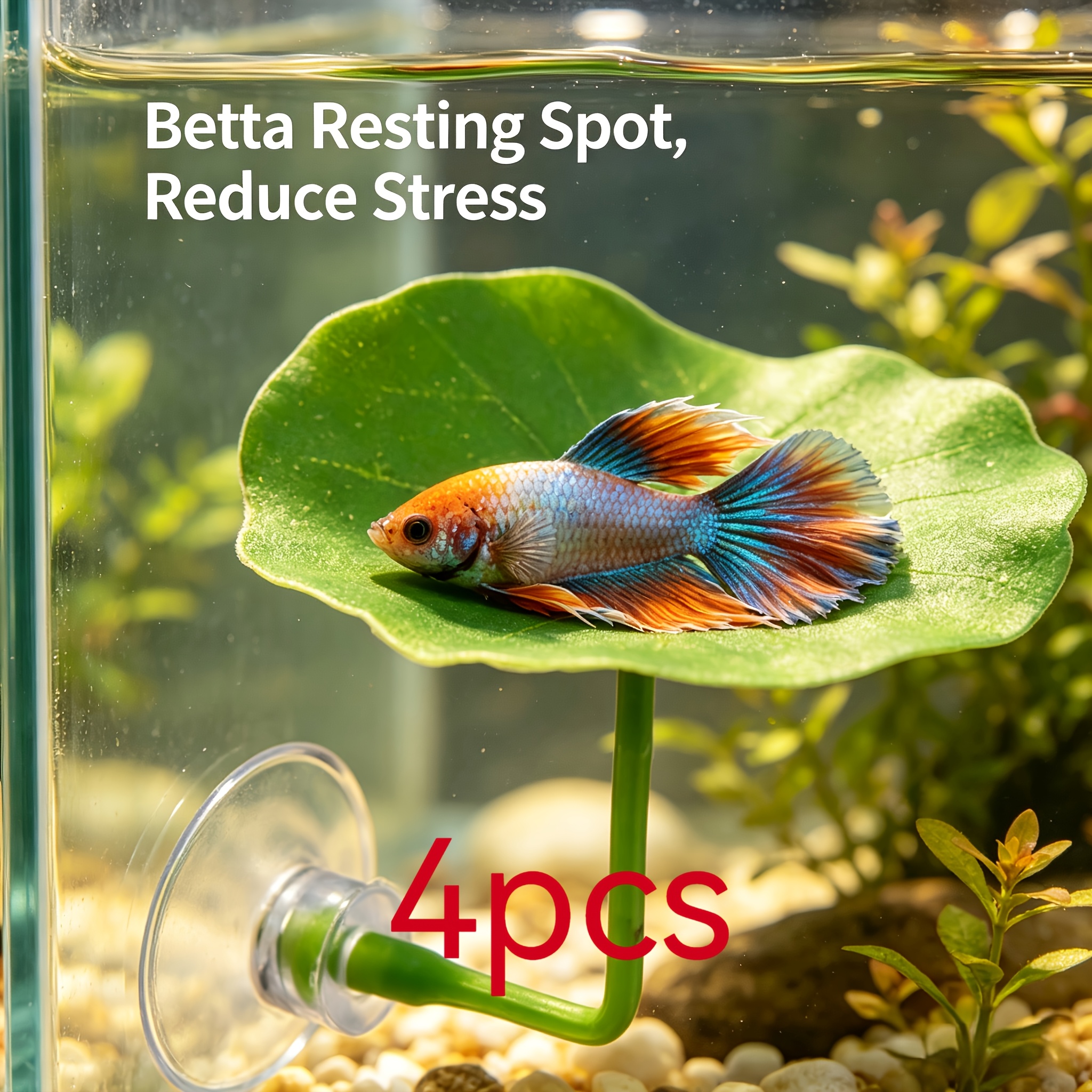 TEMU Perch Recliner Rest And Hide Leaf Spawning, Hoja de Artificial de Simulación, Planta Acuática de Hoja, Cama de Planta Acuática, 4 piezas,